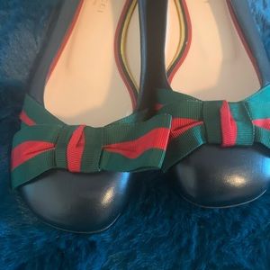 Gucci Web Bow Gold Star Ballerina Flats 38.5